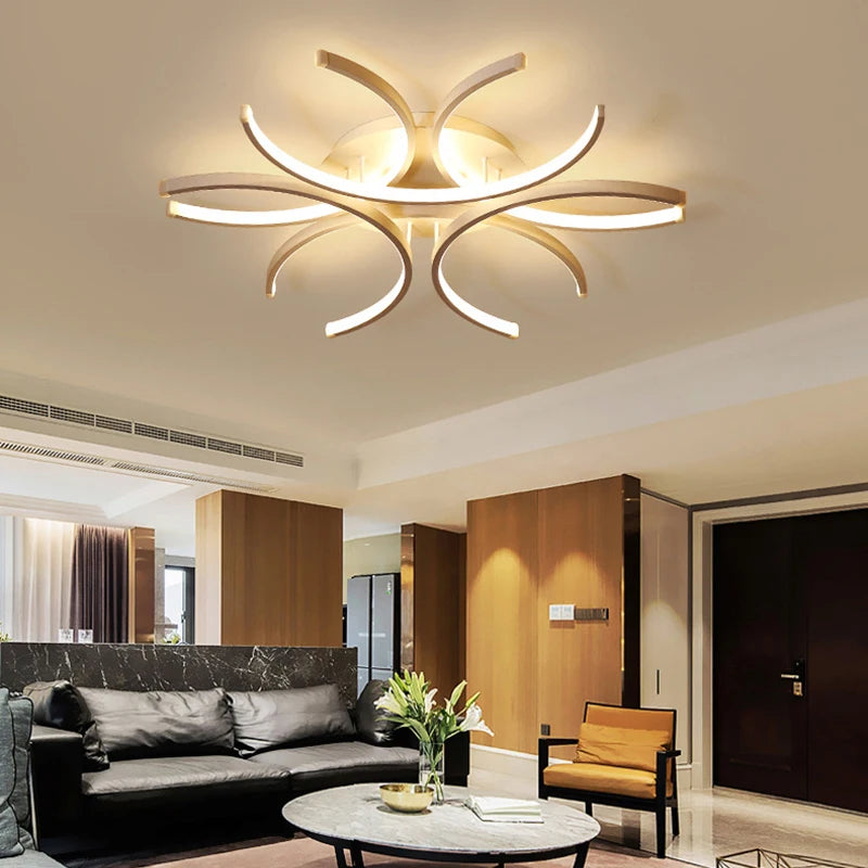 White Modern LED Chandelier For Bedroom Or Dining