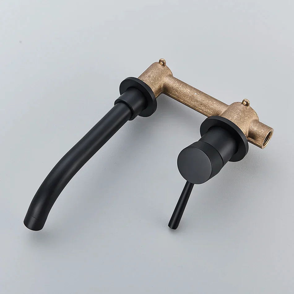 DecorBites™ Brushed Gold/Black Wall Mounted Bathroom Basin Faucet - Hot/Cold Water Mixer