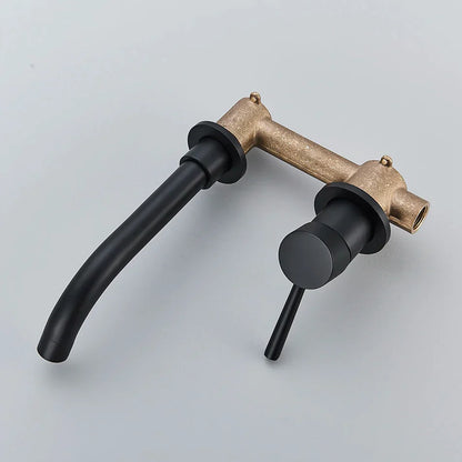 DecorBites™ Brushed Gold/Black Wall Mounted Bathroom Basin Faucet - Hot/Cold Water Mixer