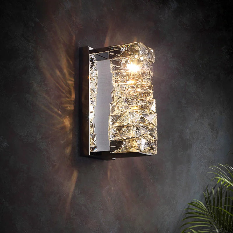 Gold Chrome Crystal Sconce For Living Room 60cm