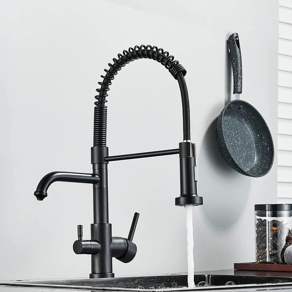 Grifo de filtro de agua de cocina de doble salida Decorbites™ con función de purificación de agua por rotación