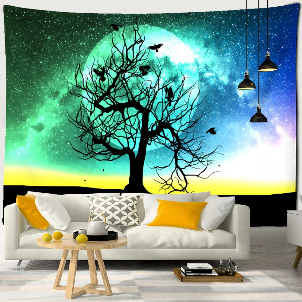 Tree Of Life Tapestry Wall Hanging Nature Landscape Aesthetic Room Decor by Decobites