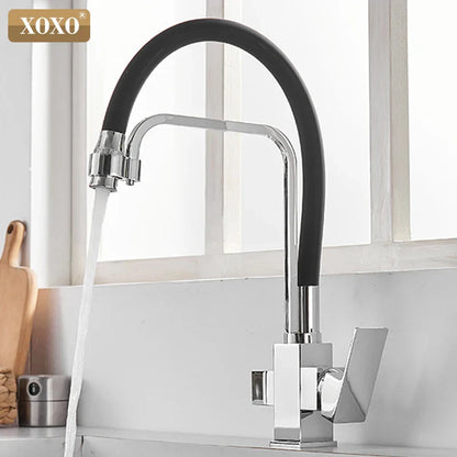 DecorBites™ Black 360° Rotation Filter Kitchen Faucet Single Hole Mixer Tap Pure Water