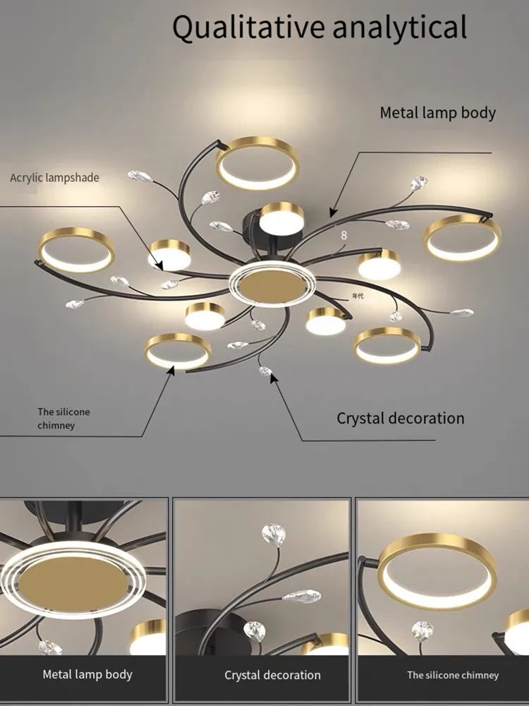 DecorBites™ LED Chandelier: Modern Whole House Indoor Lighting for Bedroom, Living Hall, and Dining Room