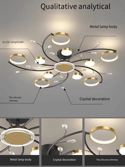 DecorBites™ LED Chandelier: Modern Whole House Indoor Lighting for Bedroom, Living Hall, and Dining Room