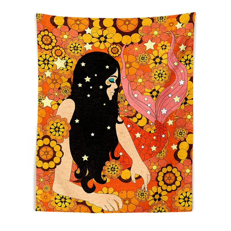 Decobites Retro Colorful Tapestry Wall Hanging for Girls Dorm Decor