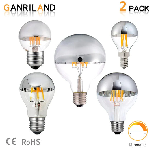 مصباح DecorBites™ LED 8 واط G45 فضي عاكس بخيوط قابلة للتعتيم E12 أبيض دافئ 2700 كلفن