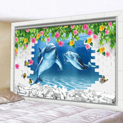 ديكور بايتس™ بساط يوغا ماندالا ثلاثي الأبعاد لعالم ما تحت الماء، ديكور منزلي، نسيج أريكة هيبي، بطانية