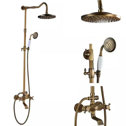 Juego de grifería para ducha DecorBites™ de latón antiguo con ducha de mano y cabezal de lluvia de 8".