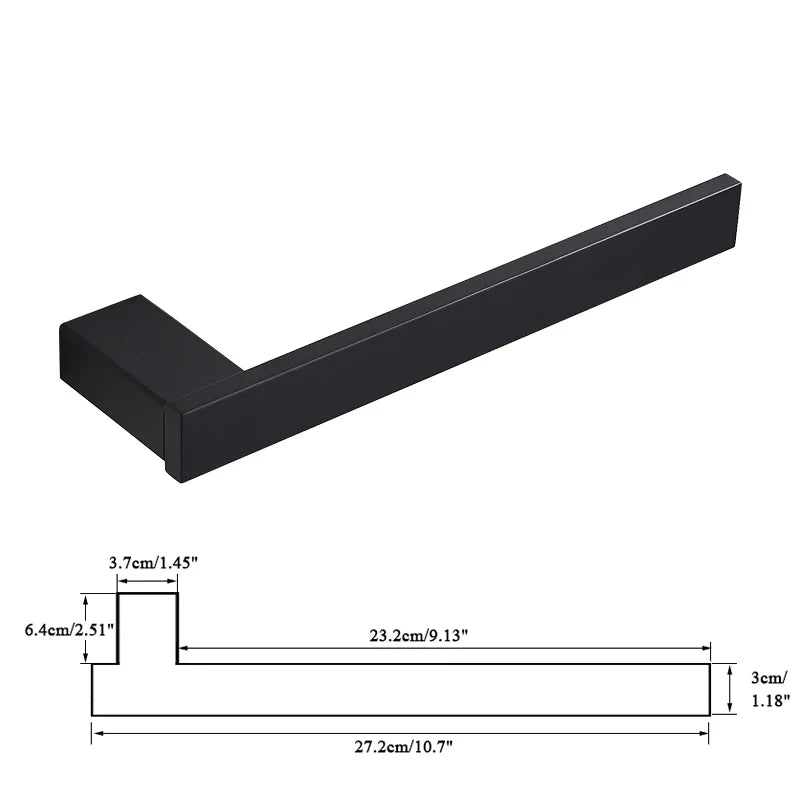 مجموعة أدوات الحمام السوداء من DecorBites™: خطاف رداء، سكة مناشف، رف، رف، حامل مناديل والمزيد