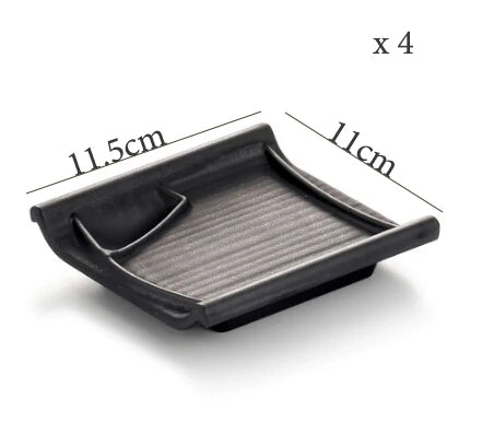 طقم أطباق وأطباق صلصة غمس بلاستيكية من الميلامين الأسود من DecorBites™ - عبوة من 4 قطع