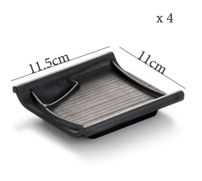 طقم أطباق وأطباق صلصة غمس بلاستيكية من الميلامين الأسود من DecorBites™ - عبوة من 4 قطع