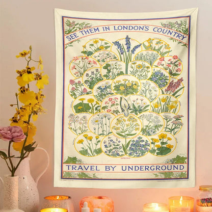 Tapiz decorativo de pared con estampado floral y flores silvestres de DecorBites™