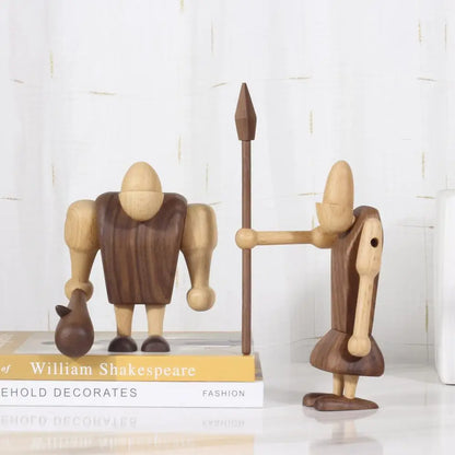 ديكور بايتس™ - تماثيل منحوتة من خشب الجوز الأسود - ديكورات غرف على الطراز الاسكندنافي - حرف يدوية وهدايا