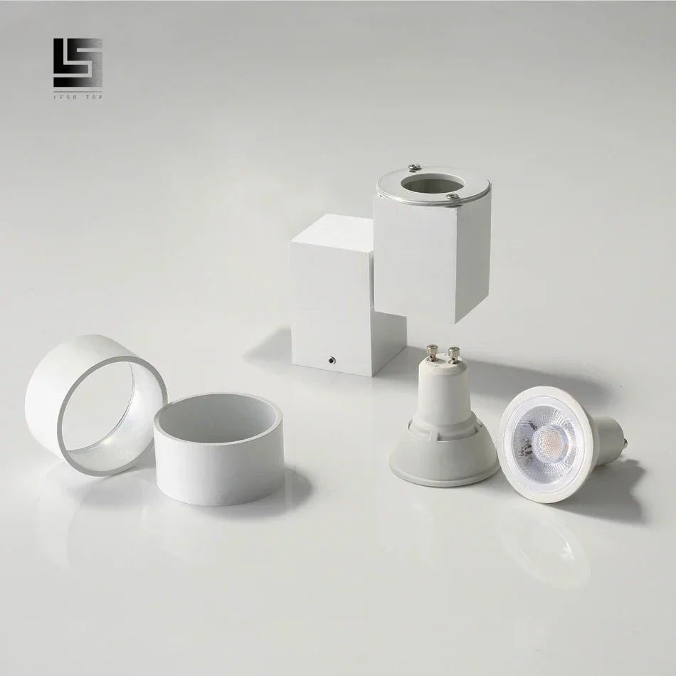 DecorBites™ 5W مصباح سفلي بزاوية قابلة للتعديل، لون كروم/أبيض/أسود، تركيب سطحي دافئ/أبيض طبيعي