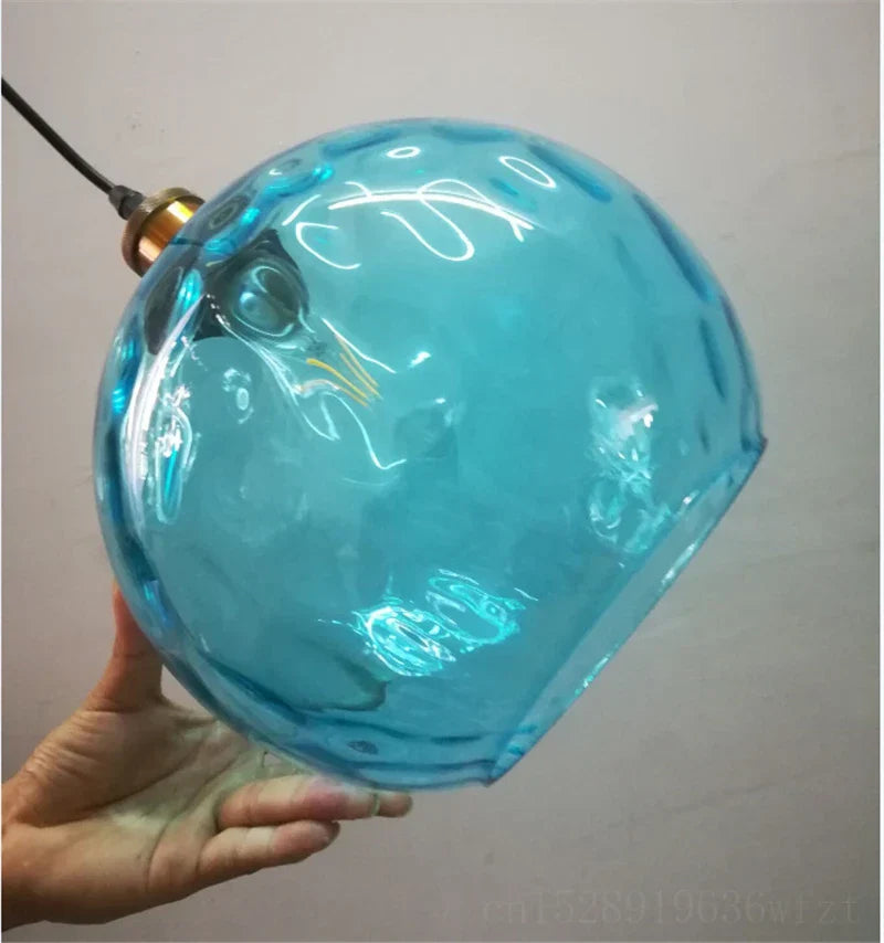 DecorBites™ Blue Glass Ball LED Pendant Lights for Modern Living Room and Kitchen Decor