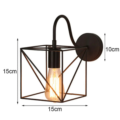 DecorBites™ Black Cage Guard Wall Sconce LED Lamp Indoor Retro Lighting Fixture