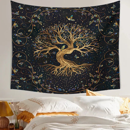 Life Trees Bohemian Decorative Tapestry by Decobites - Large Size Yoga Mat Sofa Blanket