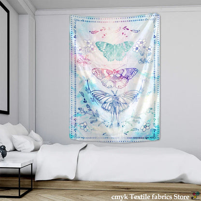 Psychedelic Butterfly Tarot Tapestry for Bohemian Witchcraft Decor by Decobites