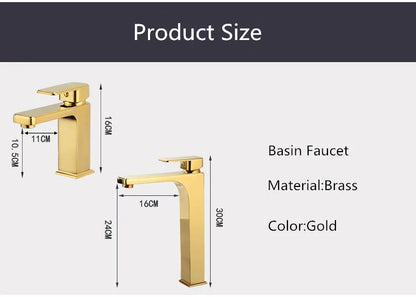 DecorBites™ Gold Basin Faucet: Single Handle Bathroom Sink Tap & Brass Lavatory Mixer