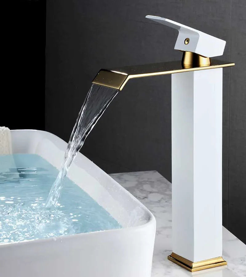 DecorBites™ Black Gold Basin Faucet Deck Mounted Bathroom Sink Tap Cold Hot Water Mixer