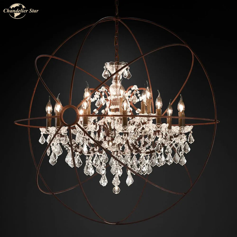 DecorBites™ Crystal LED Chandelier: Contemporary Orb Pendant Light for Home Decor