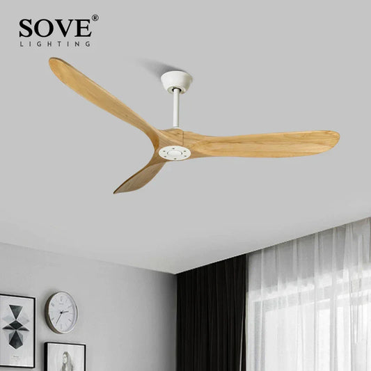 DecorBites™ 60" Solid Wood DC Ceiling Fan with Remote Control