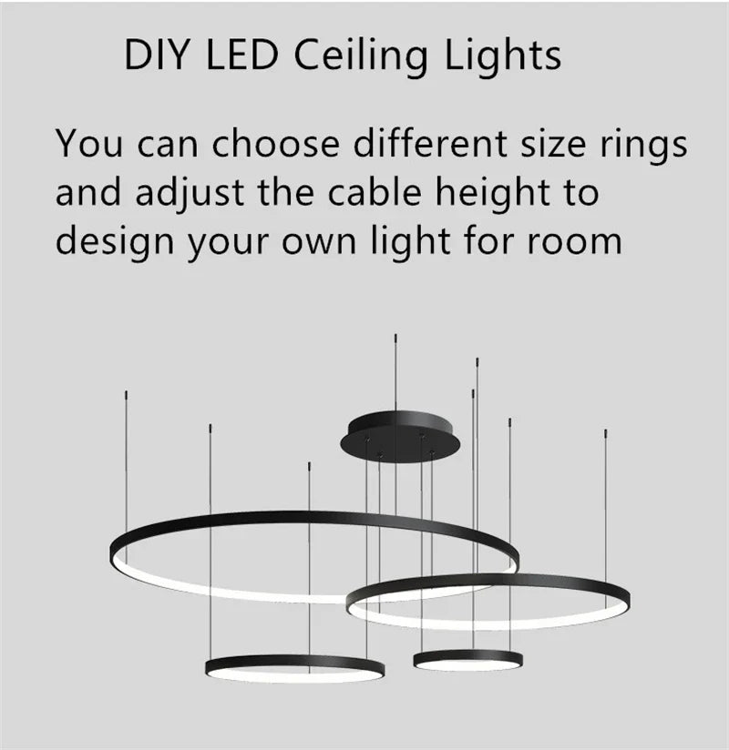 DecorBites™ LED Ring Chandelier Ceiling Pendant Modern Round Circle Lamps