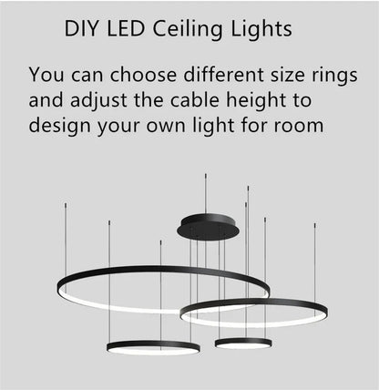 DecorBites™ LED Ring Chandelier Ceiling Pendant Modern Round Circle Lamps