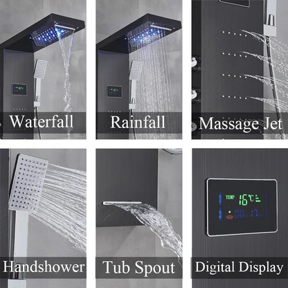 DecorBites™ LED Rainfall Shower Panel Set with Temperature Screen and Hand Sprayer