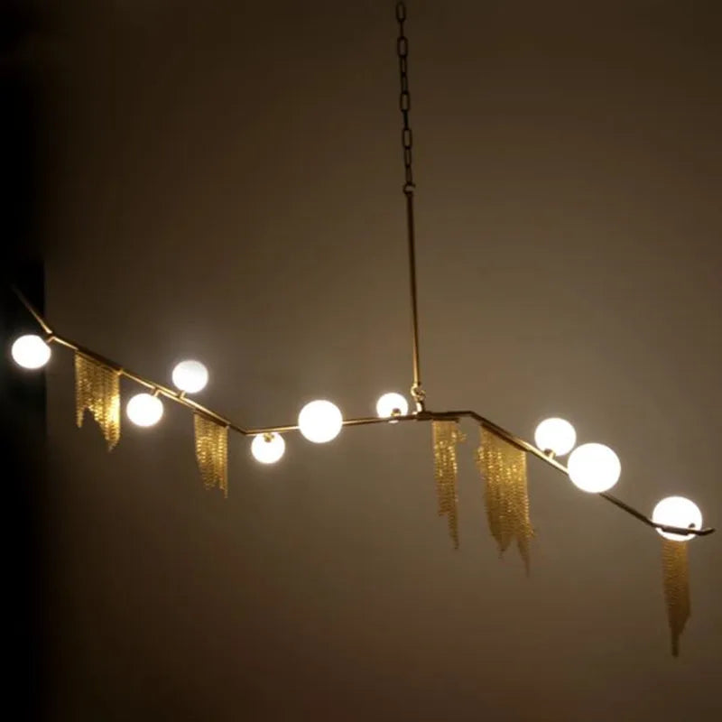 Chandelier de Burbujas Doradas Decorbites™ G9 LED con Borlas para Iluminación de Isla de Cocina