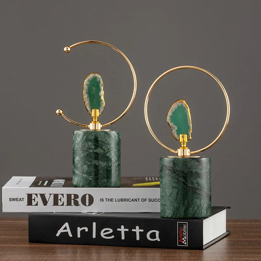 DecorBites™ Agate Crafts Marble Base Art Sculpture for Living Room Bookcase