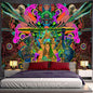 Psychedelic Human Face Wall Tapestry Fluorescent Hippie Art for Decobites Home Décor