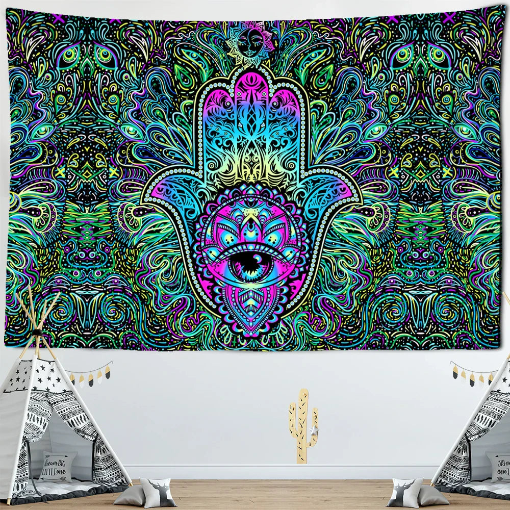 Decobites Psychedelic Sun Eyes Tapestry Wall Hanging for Colorful Living Room Decor