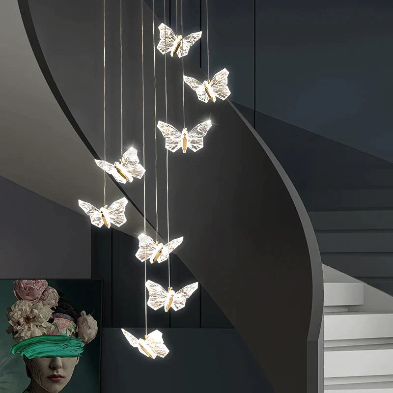 DecorBites™ Butterfly Ladder Pendant Lights Chandelier for Loft Decor Interior Lighting Stairs Bedside