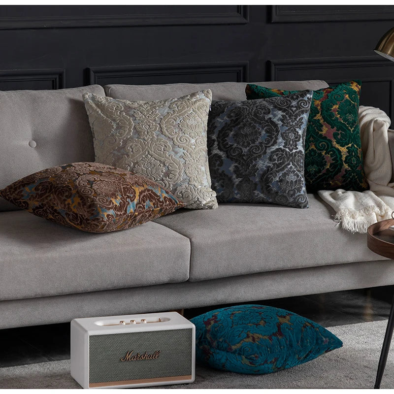 DecorBites™ Damask Cut Velvet Baroque Style Cushion Covers 45x45cm