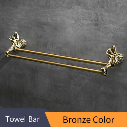 DecorBites™ Double Towel Bars: Gold/Silver Bathroom Towel Rack Holder, Wall Mounted Brass