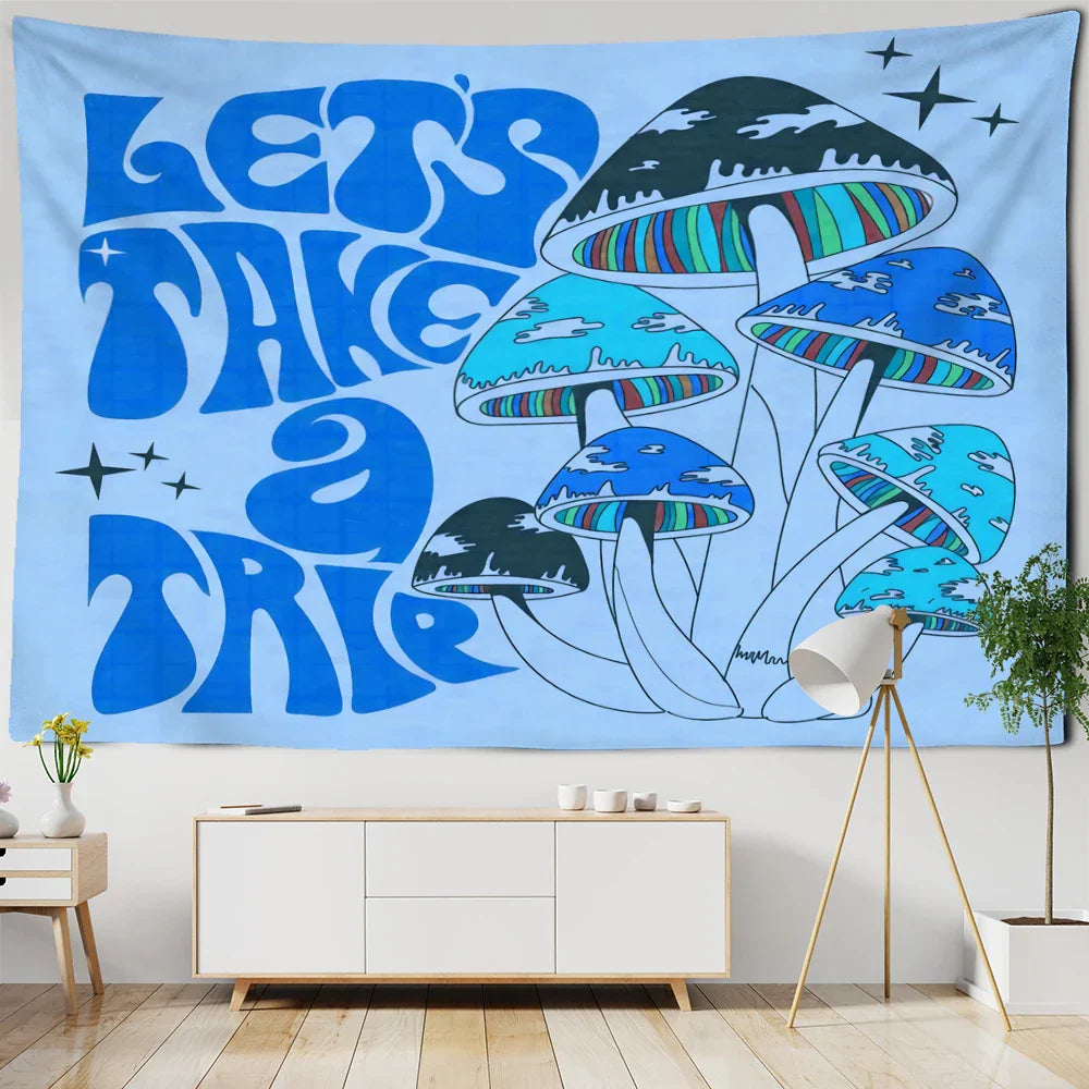 Decobites Psychedelic Mushroom Tapestry Wall Hanging for Boho Witchy Vibes