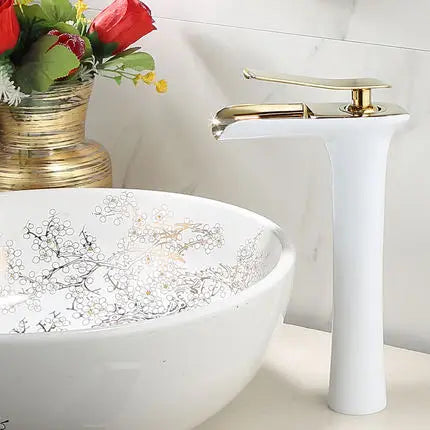 DecorBites™ Grey Waterfall Brass Basin Faucet - Hot Cold Mixer Tap for Bathroom Sink