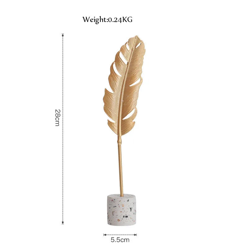 Decorbites™ Goldblatt-Dekorationen auf Marmorsockel – Kreative Metallhandwerkskunst für die Raumdekoration