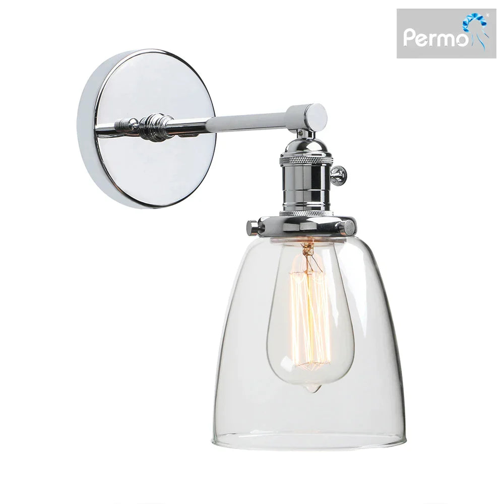 DecorBites™ Industrial Dome Glass Wall Sconce Light - Single Fixture with Clear Shade