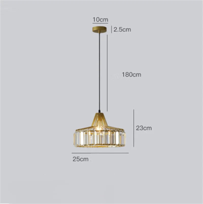 Gold Crystal Pendant Chandelier 3-Light Gold