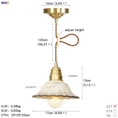 DecorBites™ Glass Copper LED Pendant Light for Kitchen Cafe Living Room