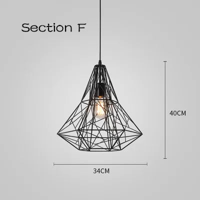 DecorBites™ Cage Light Frame Pendant Industrial Single Head Black Nordic Creative Fixture