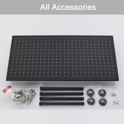 رأس دش DecorBites™‎ بإضاءة LED مقاس 16×32 بوصة - تصميم مربع فاخر متغير الألوان