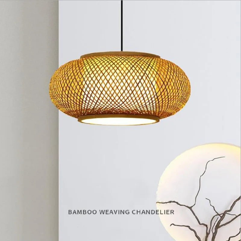 DecorBites™ Japanese Bamboo Pendant Light for Kitchen and Hotel Decor