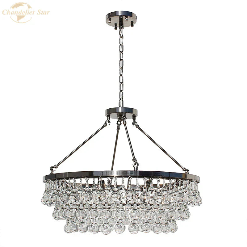 DecorBites™ LED Round Glass Chandeliers Raindrop Pendant Lights Modern Living Hanging Lamps