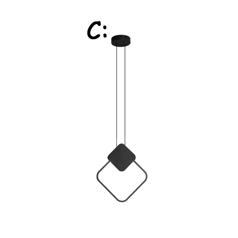 مصباح معلق أسود من DecorBites™: تصميم نورديك بسيط، مصباح LED قابل للتعتيم، سلك طويل
