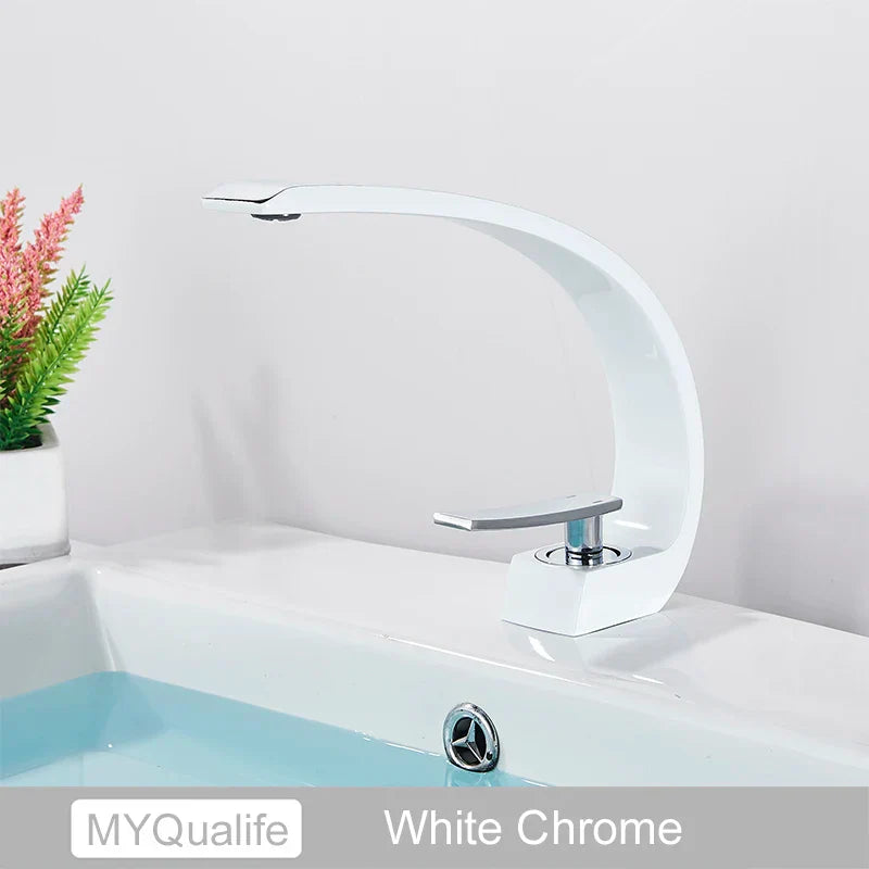 DecorBites™ Brushed Gold Basin Faucet, Deck Mounted Wash Basin Mixer for Bathroom