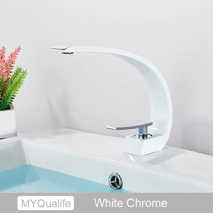 DecorBites™ Brushed Gold Basin Faucet, Deck Mounted Wash Basin Mixer for Bathroom